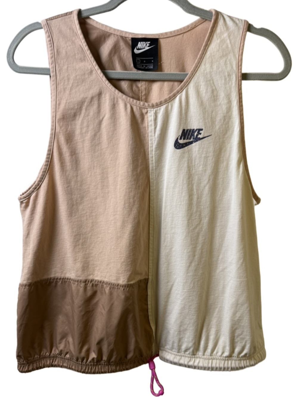 Nike Beige, Cream & Brown Colorblock Sleeveless Top